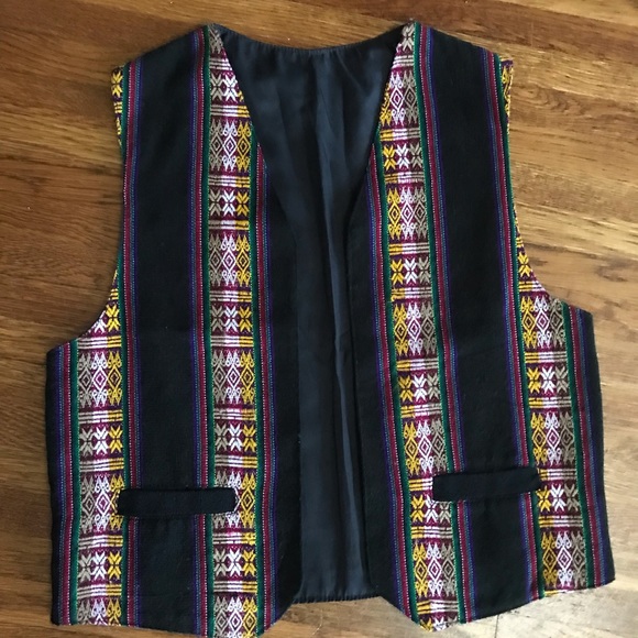 SOLD vintage 90s Unisex vest M embroidered tapestry - Picture 2 of 5